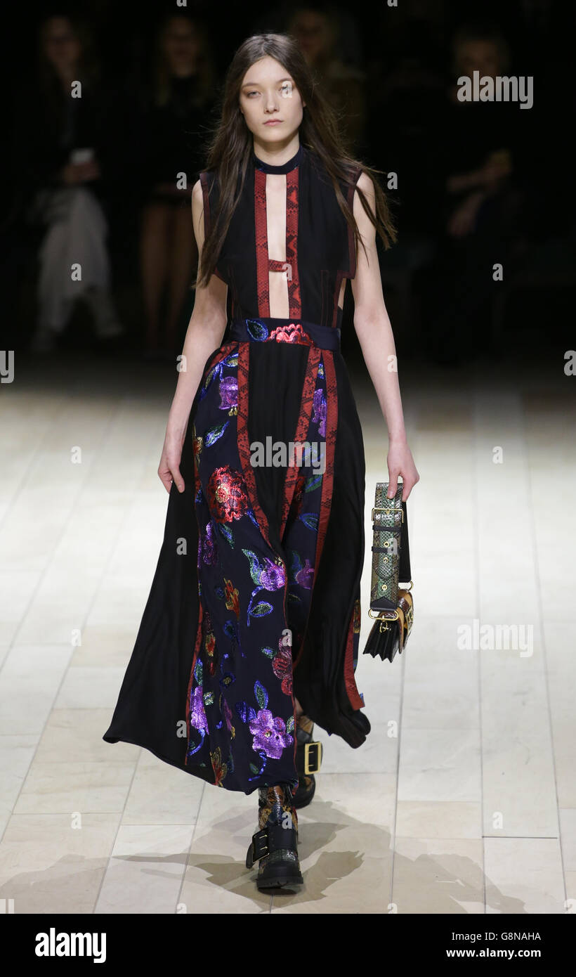 A model on the catwalk during the Burberry Prorsum Autumn Winter