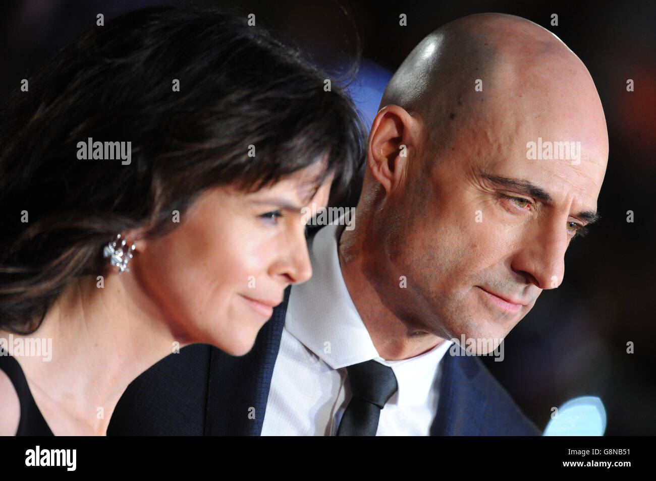 Mark Strong and Liza Marshall attending The World Premiere of Grimsby, at the Odeon Leicester Square, London. PRESS ASSOCIATION Photo. Picture date: Monday February 22, 2016. See PA Story SHOWBIZ Grimsby. Photo credit should read: Dominic Lipinski/PA Wire Stock Photo