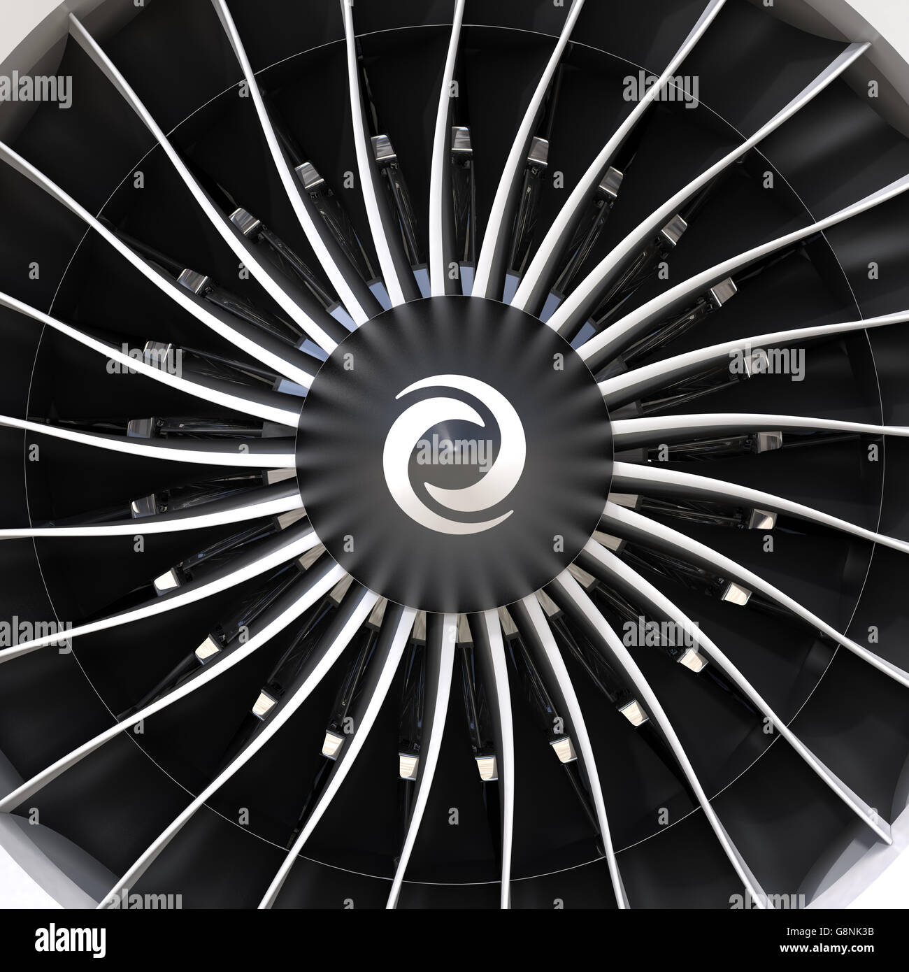 Close up of jet engine fan air intake and turbine hires stock