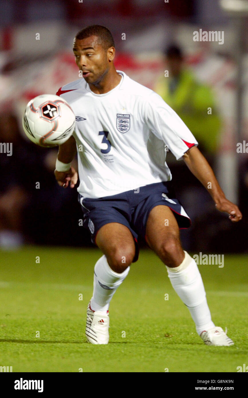 Soccer - FIFA World Cup 2006 Qualifier - Group Six - Northern Ireland v England - Windsor Park. Ashley Cole, England Stock Photo