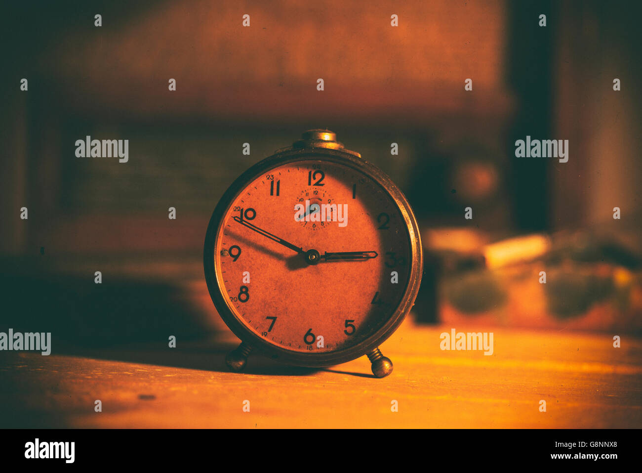 old alarm clock on background Stock Photo - Alamy