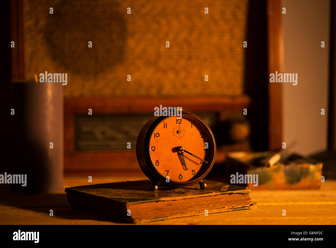old alarm clock on background Stock Photo - Alamy