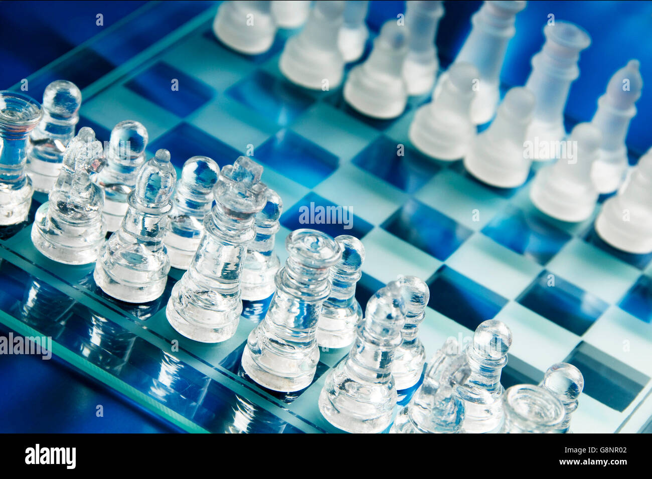 chess in glass Stock Photo