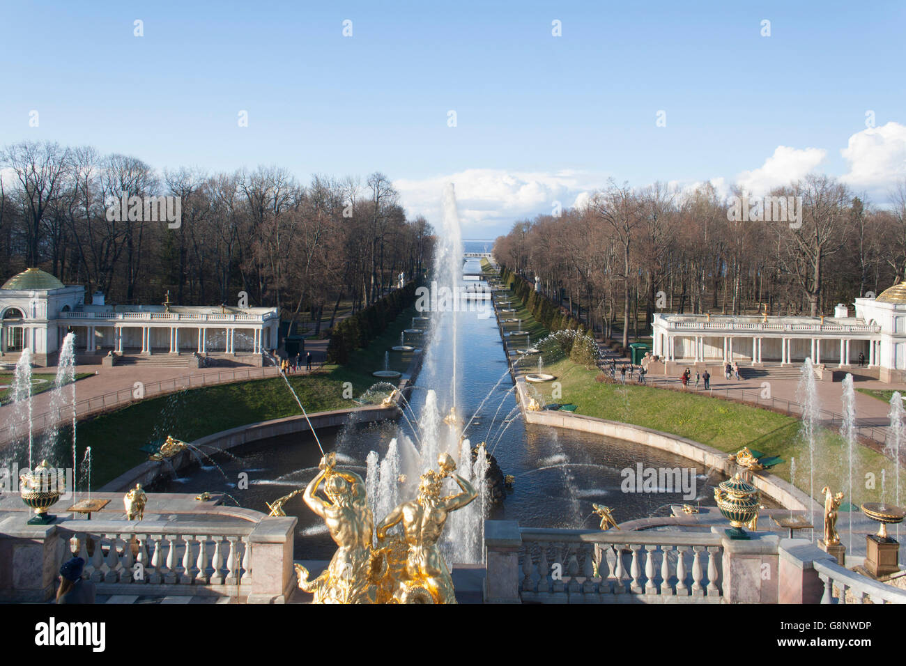 fountains in peterhof russia Stock Photo