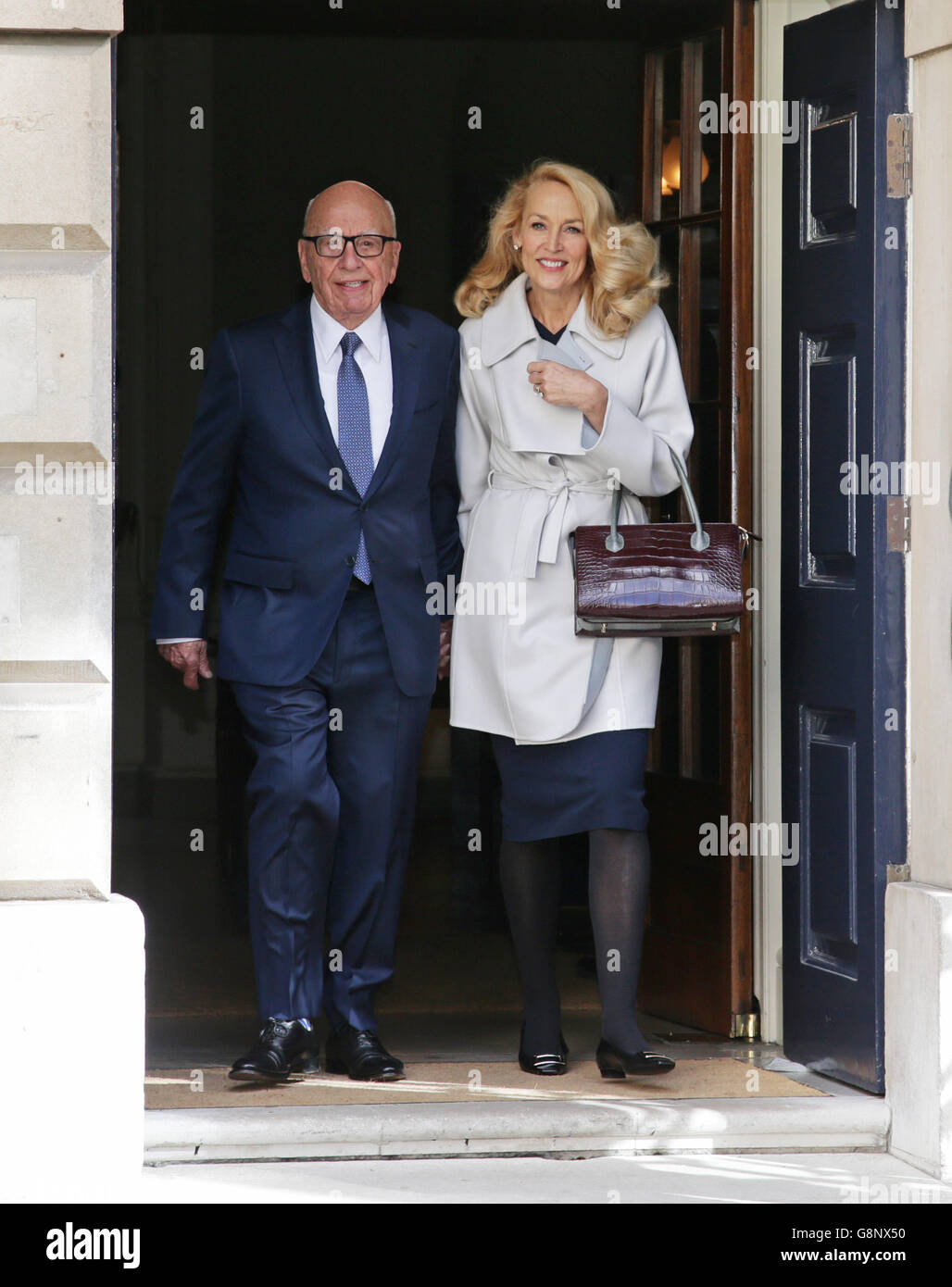Media mogul Rupert Murdoch and Jerry Hall leave Spencer House, London, after getting married. Stock Photo