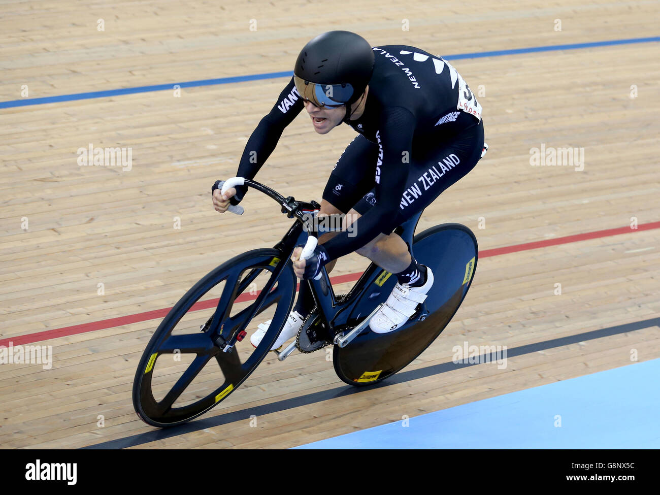 New Zealand's Aaron Gate competes in the Men's Omnium Scratch during day three of the UCI Track Cycling World Championships at Lee Valley VeloPark, London. PRESS ASSOCIATION Photo. Picture date: Friday March 4, 2016. See PA story CYCLING World. Photo credit should read: Tim Goode/PA Wire. Stock Photo