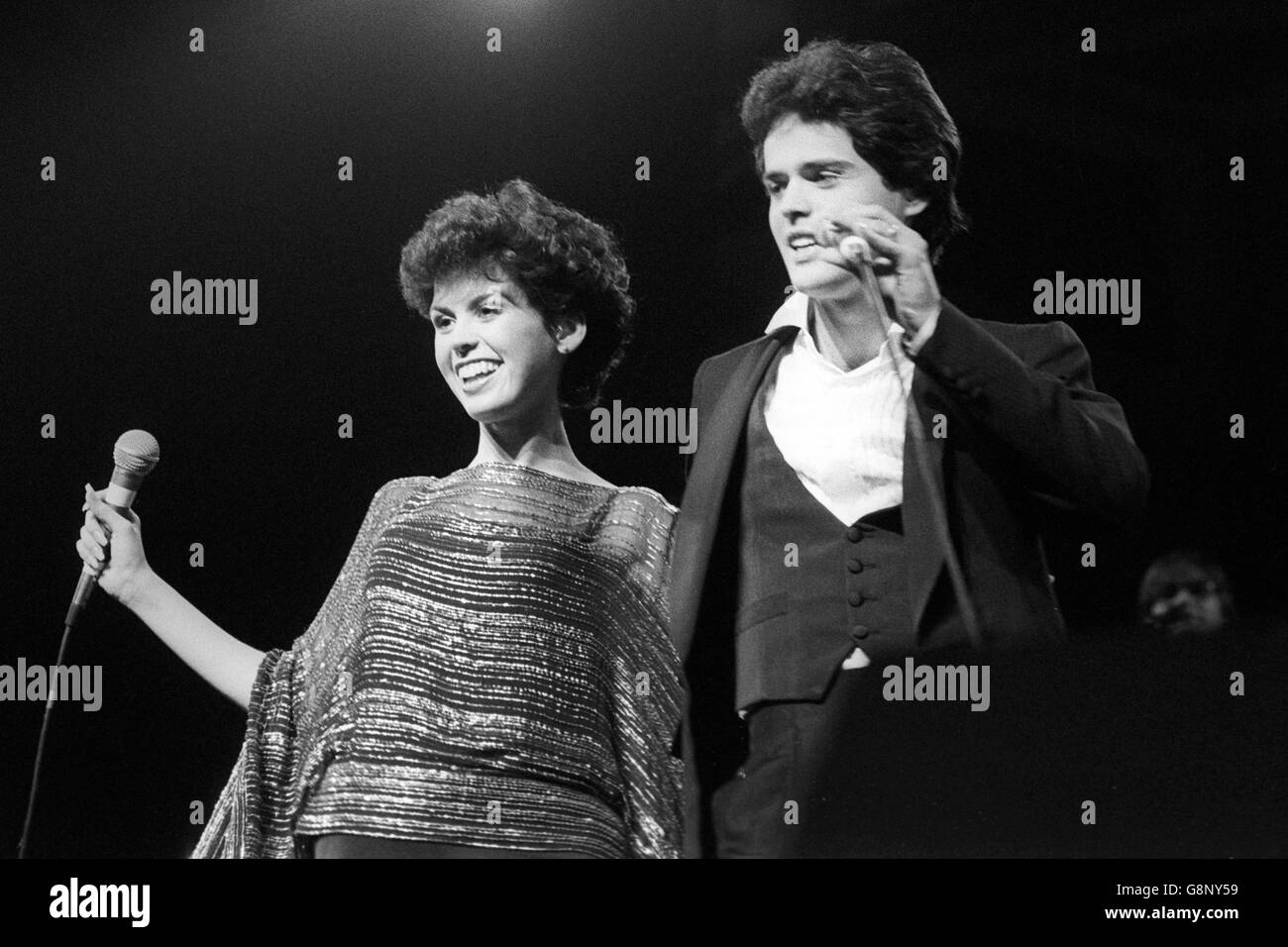 Donny Osmond, and his sister Marie during the pop family group's concert at the Rainbow Theatre, Finsbury Park, London. Stock Photo