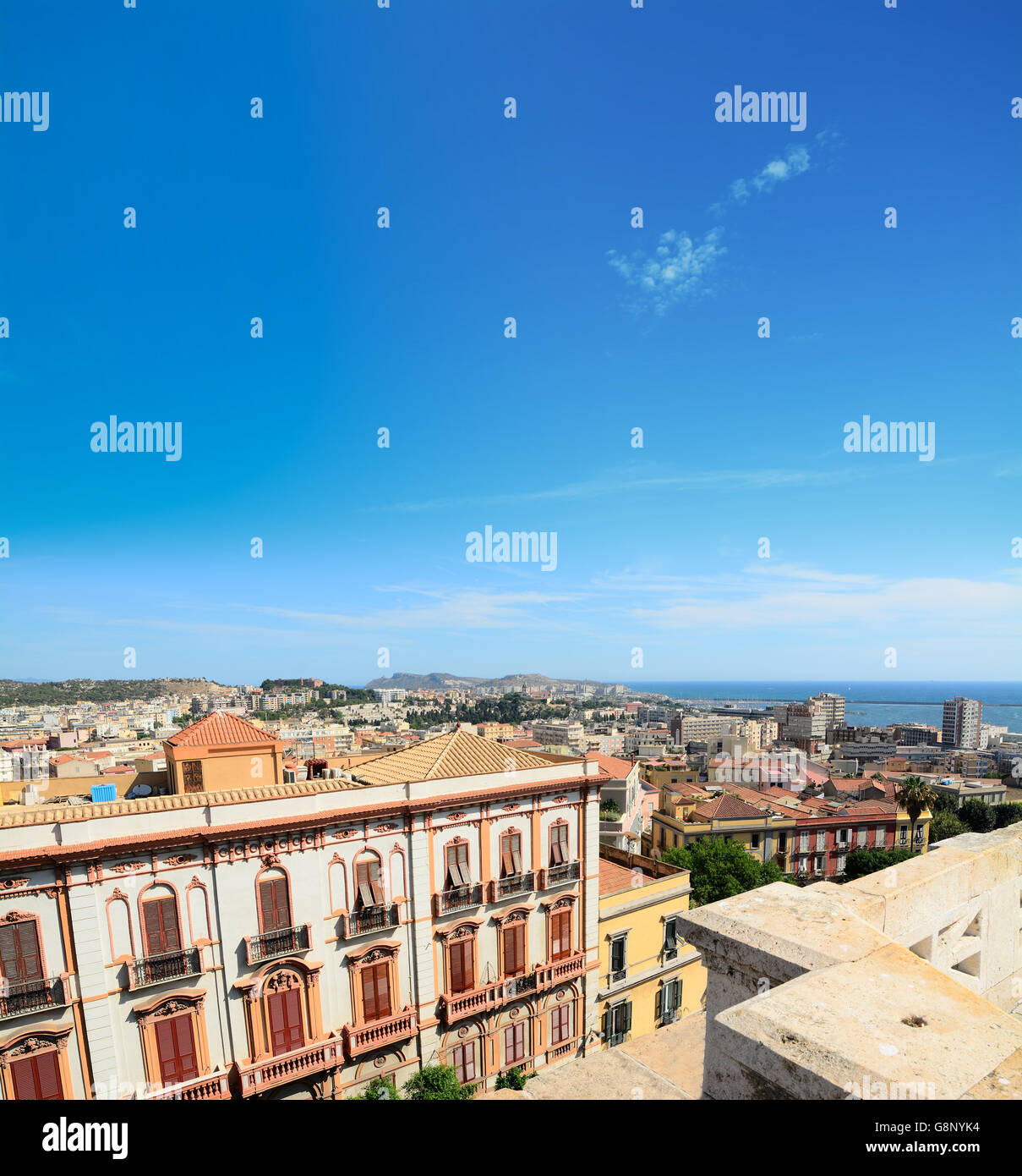 Panorama of Cagliari on a clear day Stock Photo