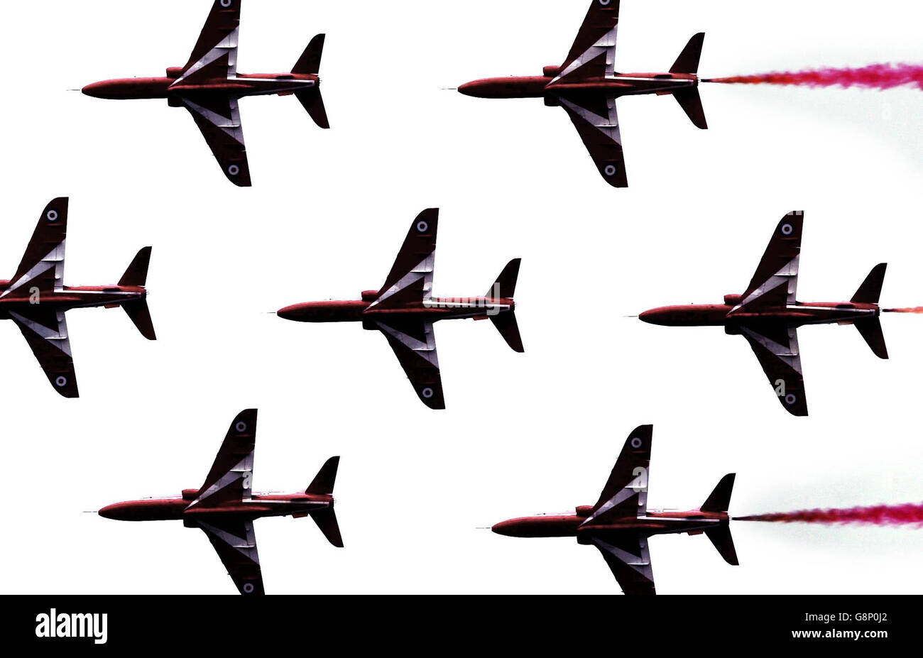 The Red Arrows aerobatic display at the Royal Air Force air show at RAF Leuchars in Fife Saturday September 10 2005. PRESS ASSOCIATION Photo. Photo credit should read: David Cheskin/PA Stock Photo