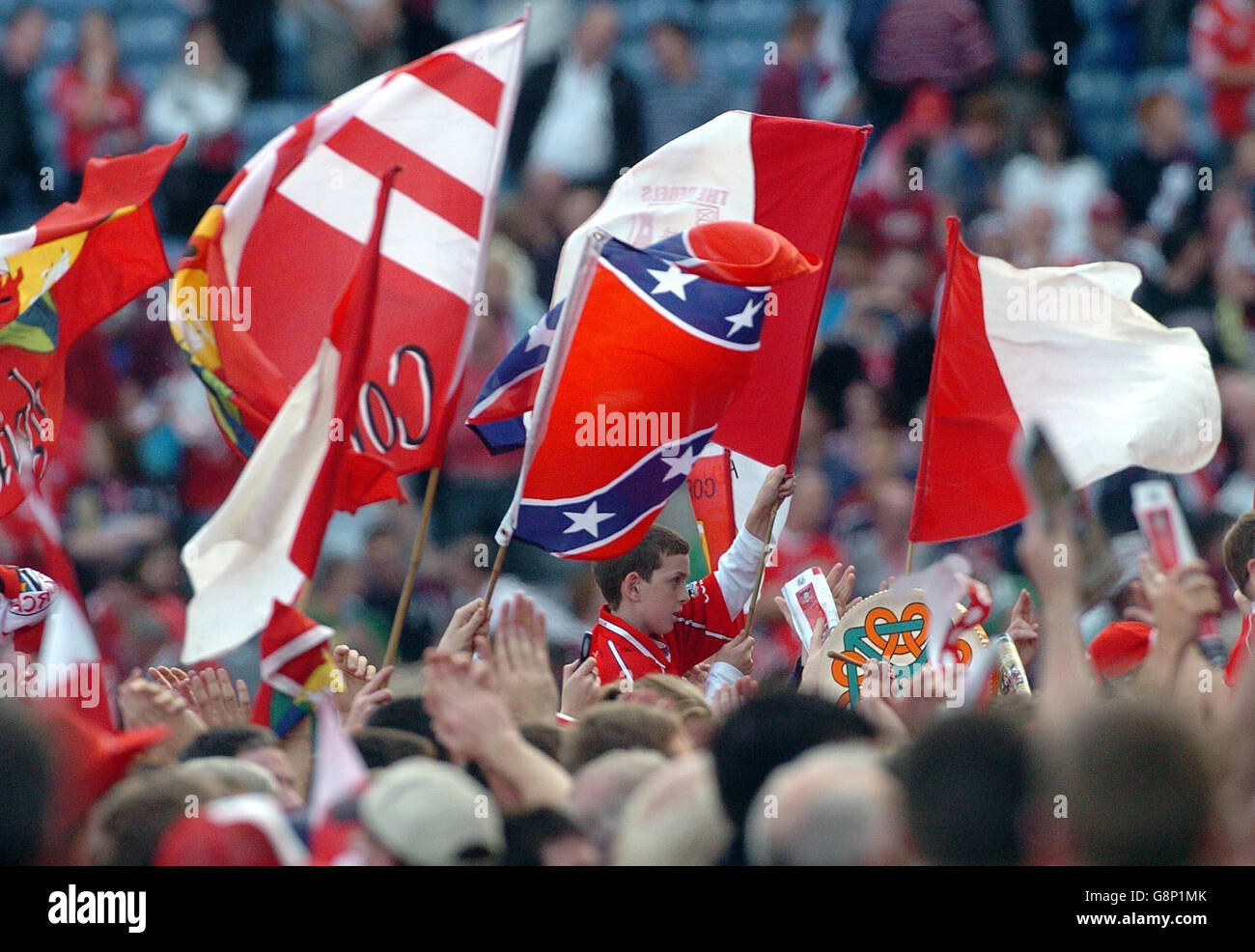 Cork fans watch the trophy presentation after their side beat Galway in the GAA All Ireland