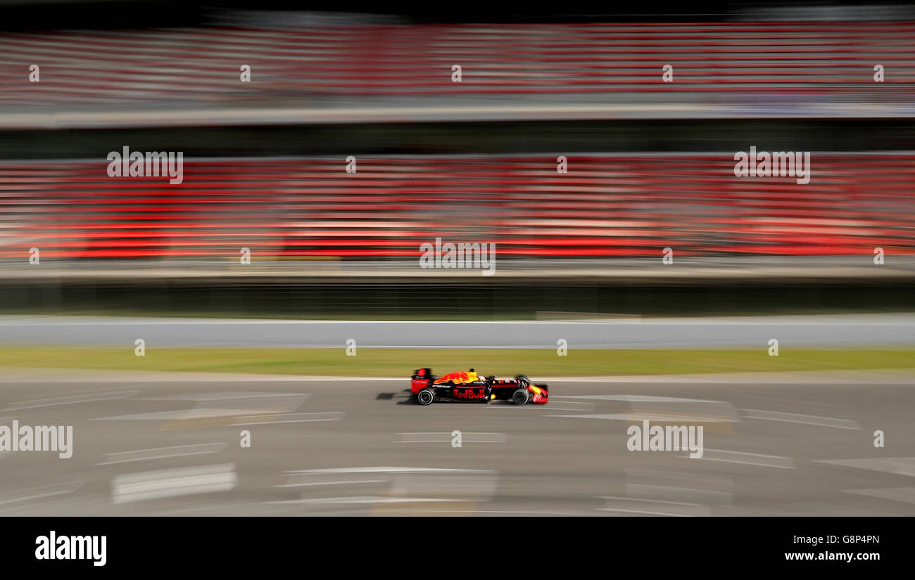 Red Bull's Daniel Ricciardo during day two of testing ahead of the 2016 Formula One season at the Circuit de Catalunya, Barcelona. Stock Photo