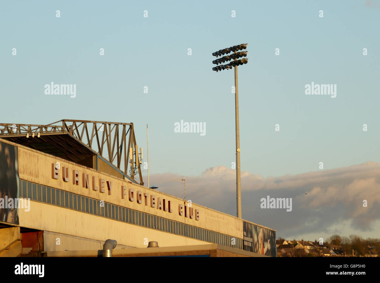 Burnley v Nottingham Forest - Sky Bet Championship - Turf Moor. Late afternoon sunshine on Burnley's Football Ground, Turf Moor Stock Photo