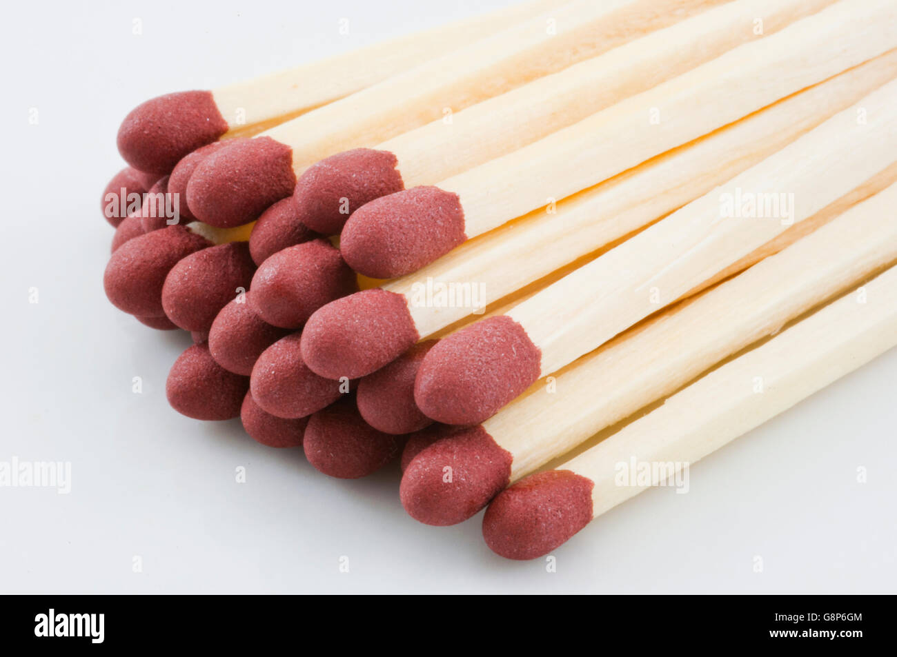 Wooden Matches Sticks Stacked Over White Background Stock Photo - Alamy