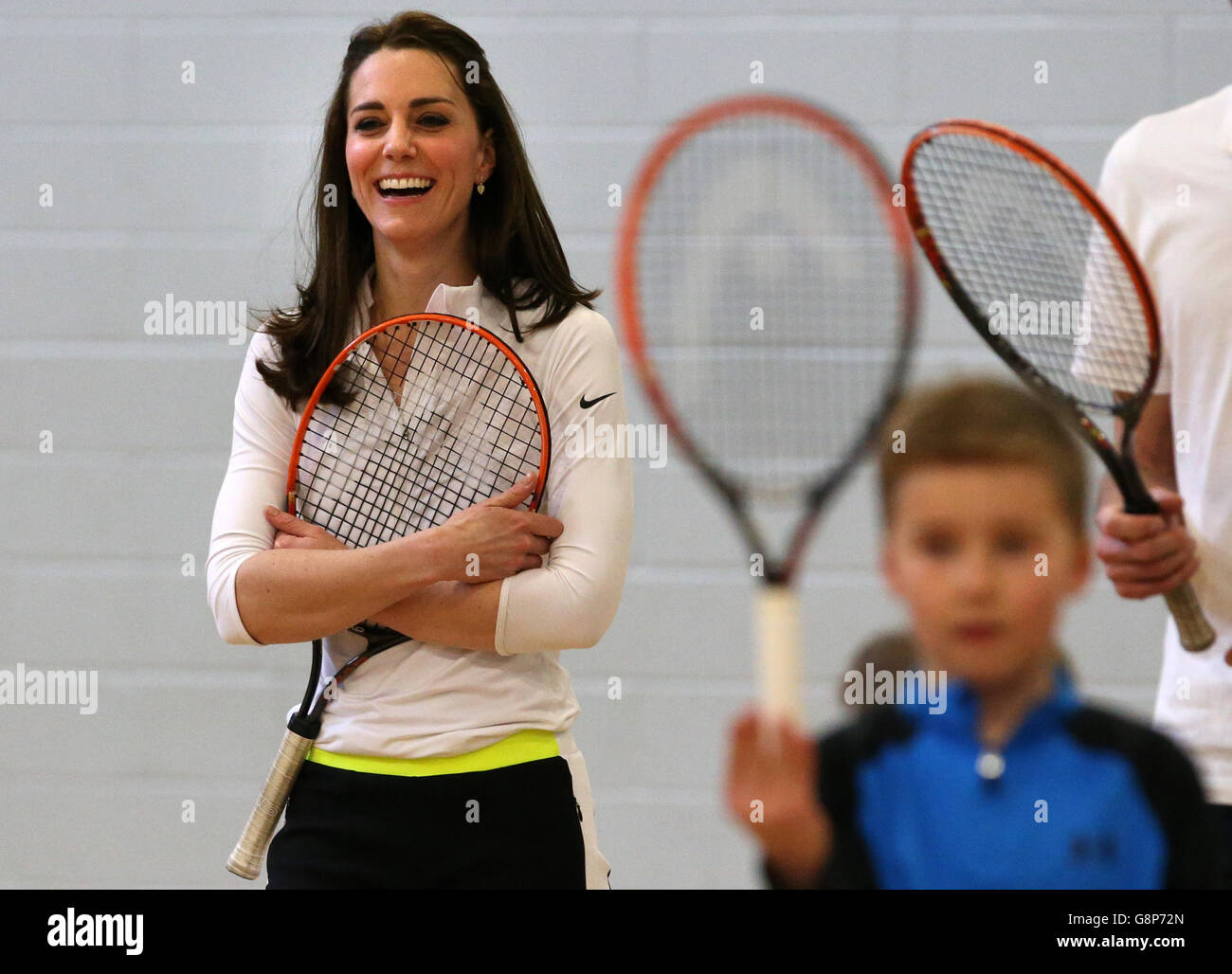 The Duchess of Cambridge takes part in a tennis with Andy