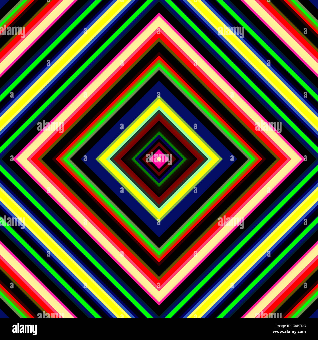 Tileable vibrant multicoloured squares illustration. Stock Photo