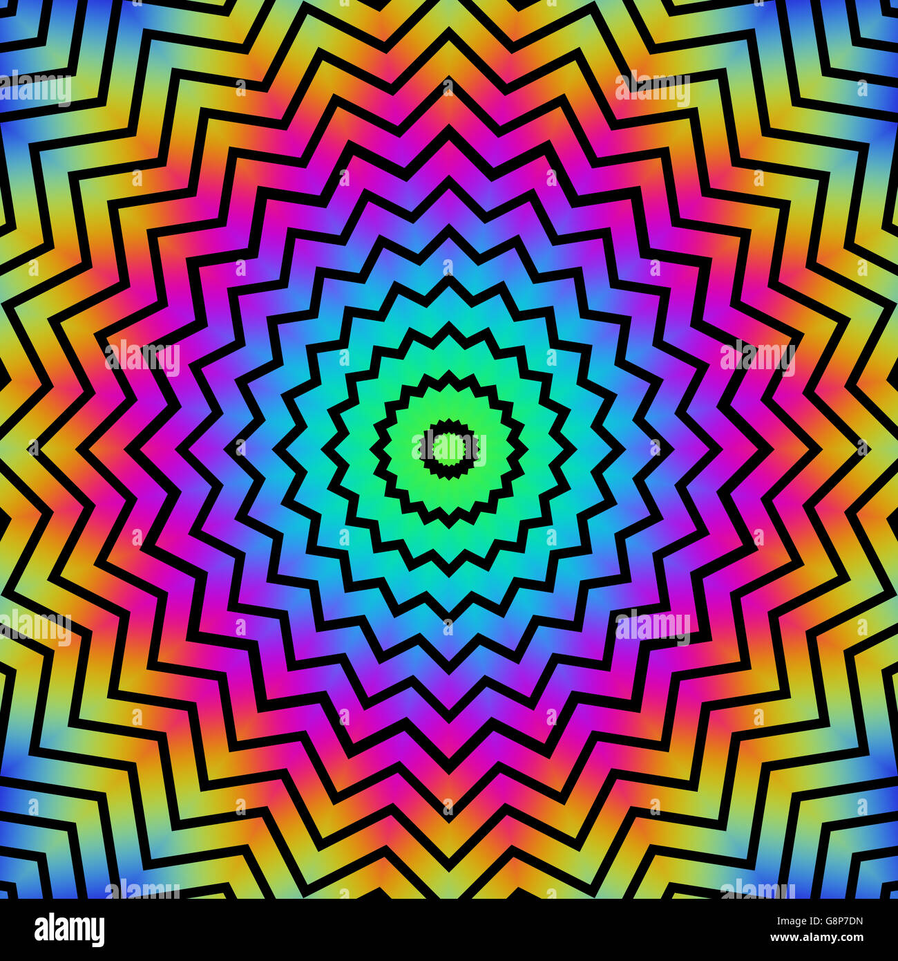 Kaleidoscopic graduated multicoloured abstract pattern. Stock Photo