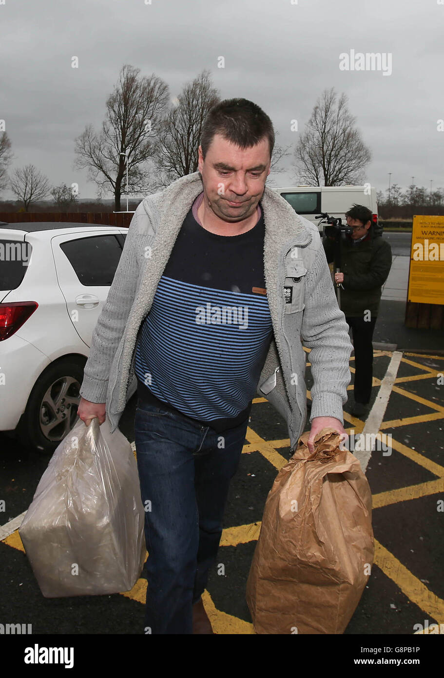 RETRANSMITTED AMENDING CATEGORY Bricklayer Seamus Daly, who was charged with murdering 29 people in the 1998 Real IRA outrage, leaves Maghaberry prison in Northern Ireland after the case against him was dropped during a hearing in Ballymena Magistrates' Court. Stock Photo