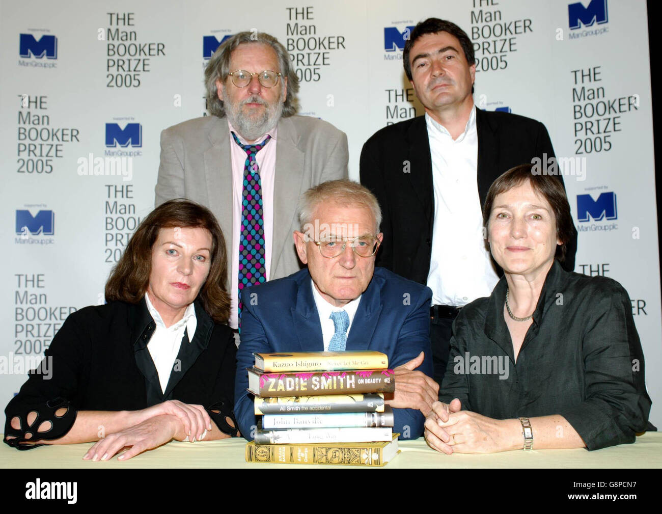 The literary judges of the Man Booker Prize (back, l-r) Rick Gekoski and David Sexton and (front l-r) Josephine Hart, Chair John Sutherland and Lindsey Duguid gather to announce this year's shortlist of authors and novels in London Thursday September 8, 2005. The Booker Prize, which is now in its 37th year, is supposed to represent the best of contemporary fiction with a judging panel comprising literary critics, academics and other writers coming to a winning decision next month. See PA story ARTS Booker. PRESS ASSOCIATION PHOTO. Picture credit should read: Andrew Stuart/PA Stock Photo