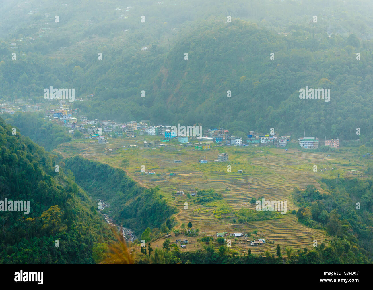 Piece of land looking like 'Map of India' in Sikkim, India. Stock Photo