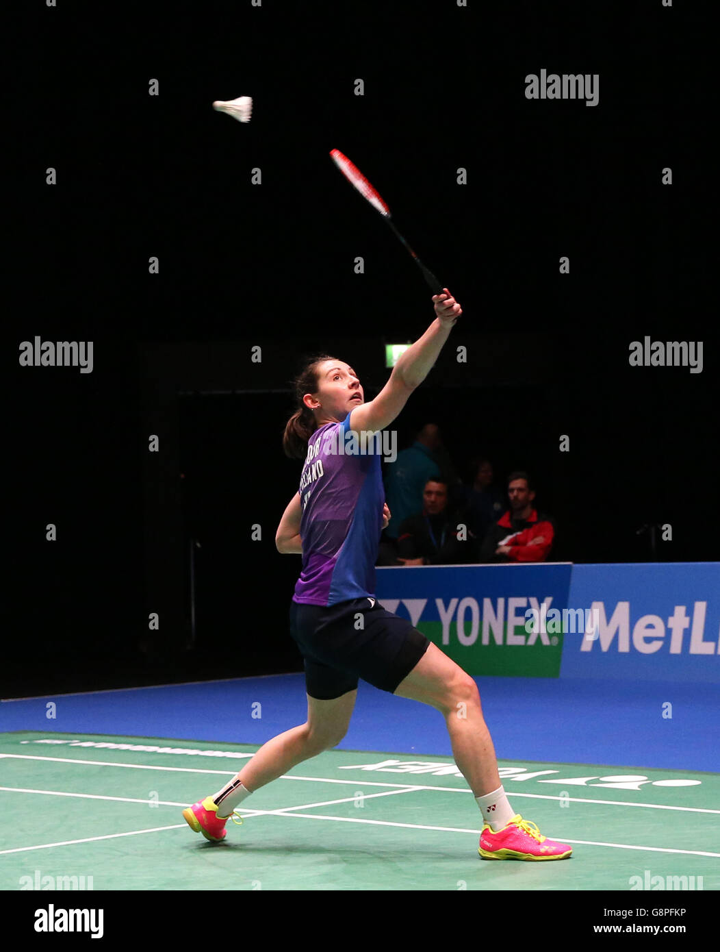 Scotland's Kirsty Gilmour in action during her single's match match during day one of the YONEX All England Open Badminton Championships at the Barclaycard Arena, Birmingham. Stock Photo