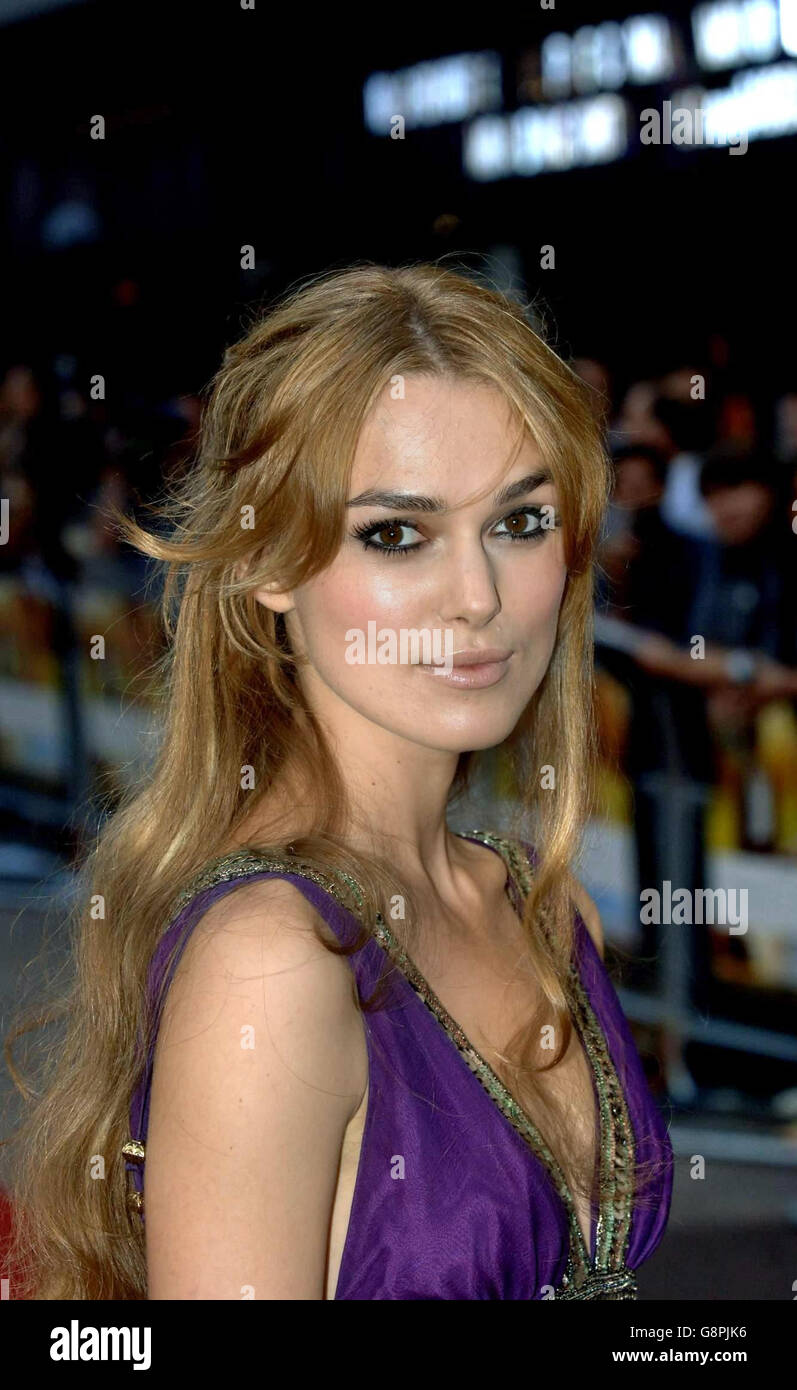 Star of the film Keira Knightley arrives for the UK premiere of Pride & Prejudice at the Odeon Leicester Square in central London. Stock Photo