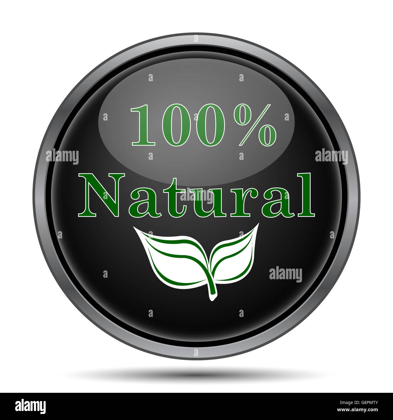 100 percent natural icon. Internet button on white background Stock ...