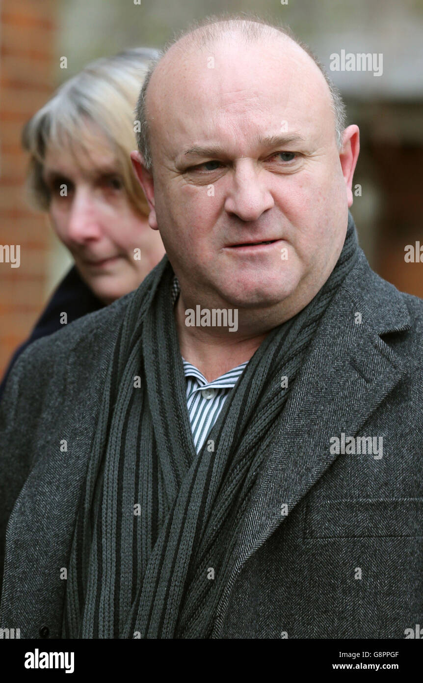 Ray Johnson, the father of Conservative Party activist Elliott Johnson, arrives at the Court House in Ampthill, Bedfordshire for a pre-inquest review into the death of the 21-year-old Tory party activist who was found dead on railway tracks at Sandy station in Bedfordshire on September 15. Stock Photo