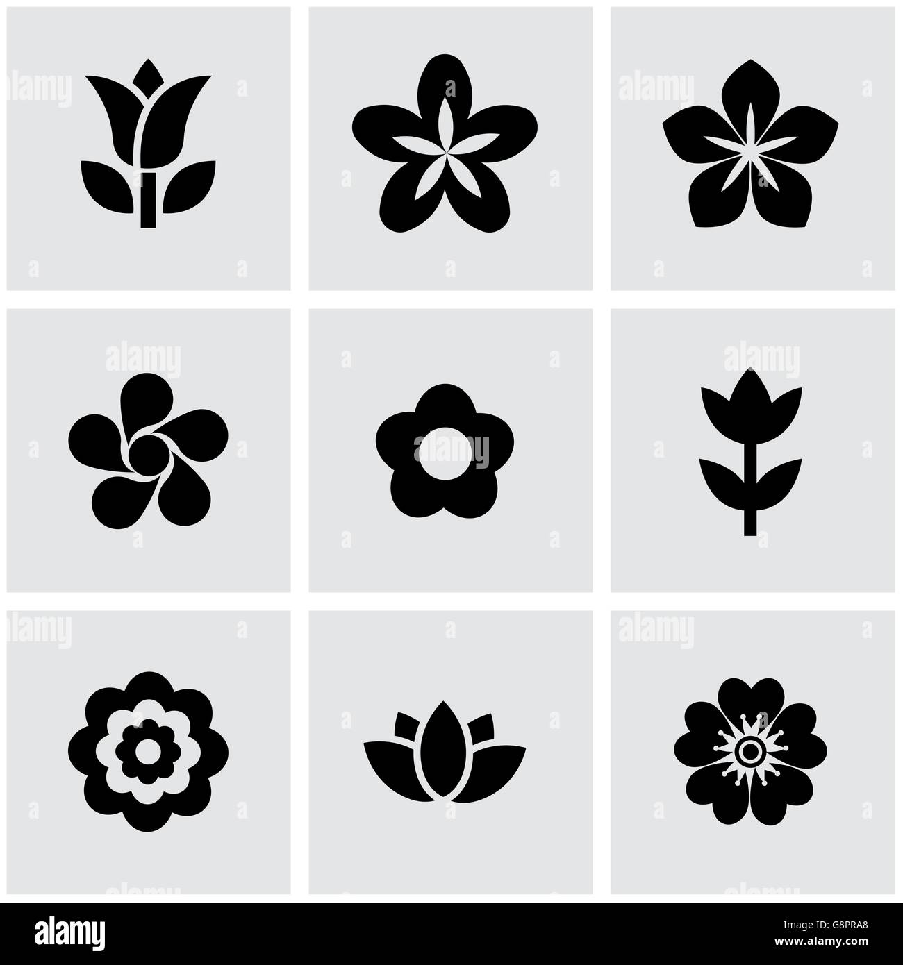 Vector black flowers icon set Stock Vector Image & Art - Alamy
