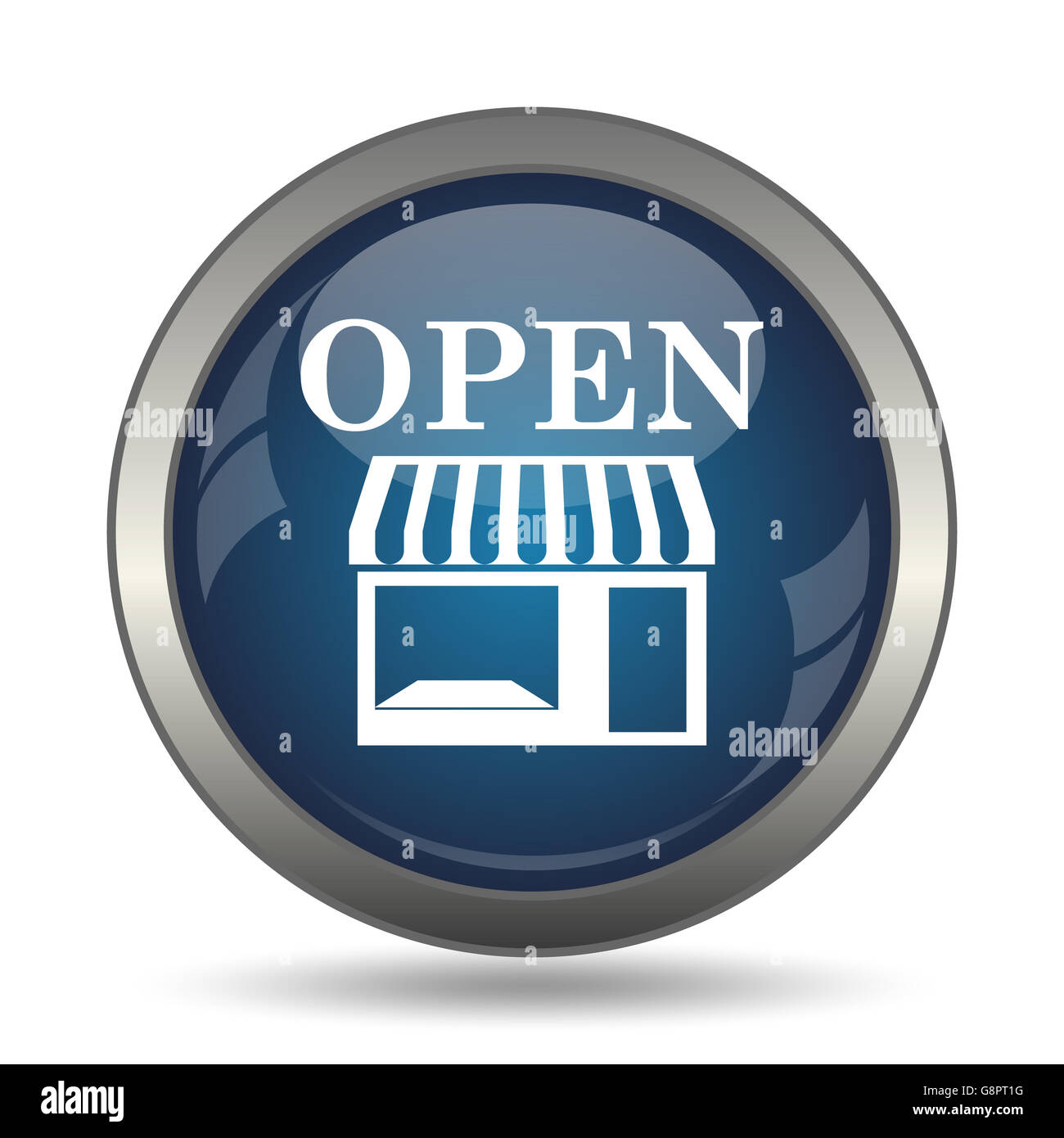 Open store icon. Internet button on white background Stock Photo - Alamy