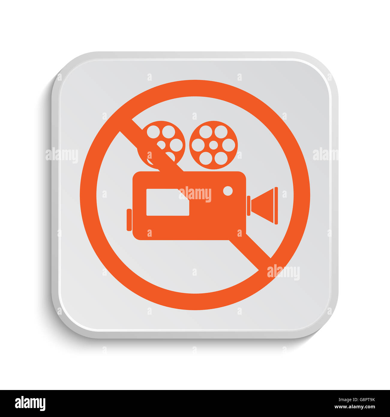 Forbidden video camera icon. Internet button on white background Stock ...