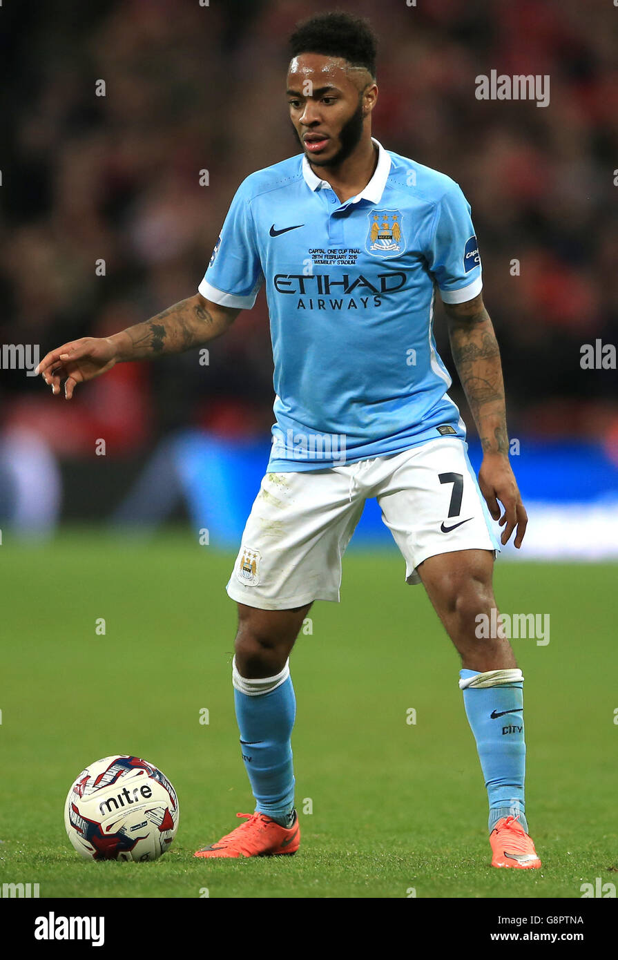 Liverpool v Manchester City - Capital One Cup - Final - Wembley Stadium. Raheem Sterling, Manchester City Stock Photo