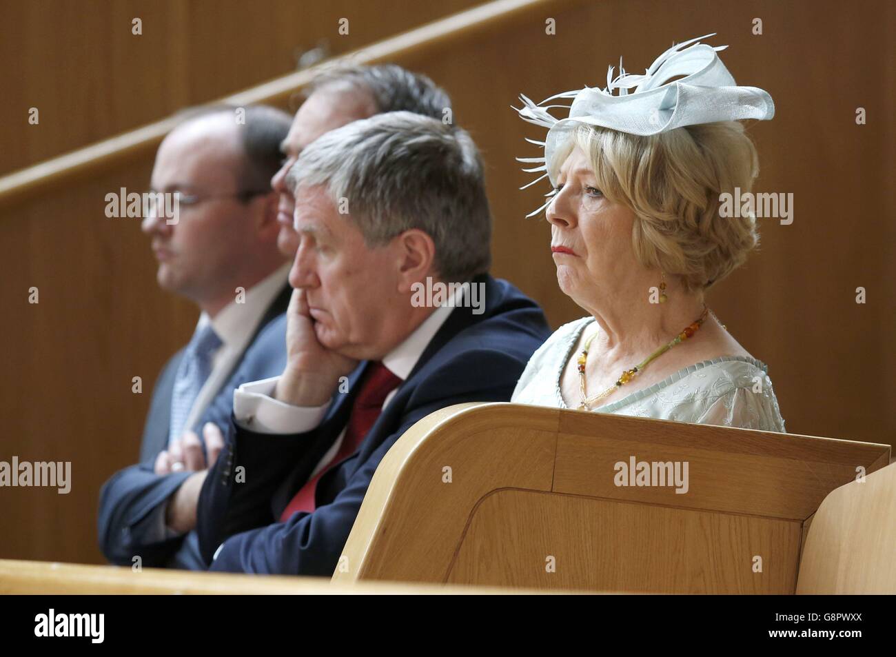 Sabina higgins listens to her husband hires stock photography and