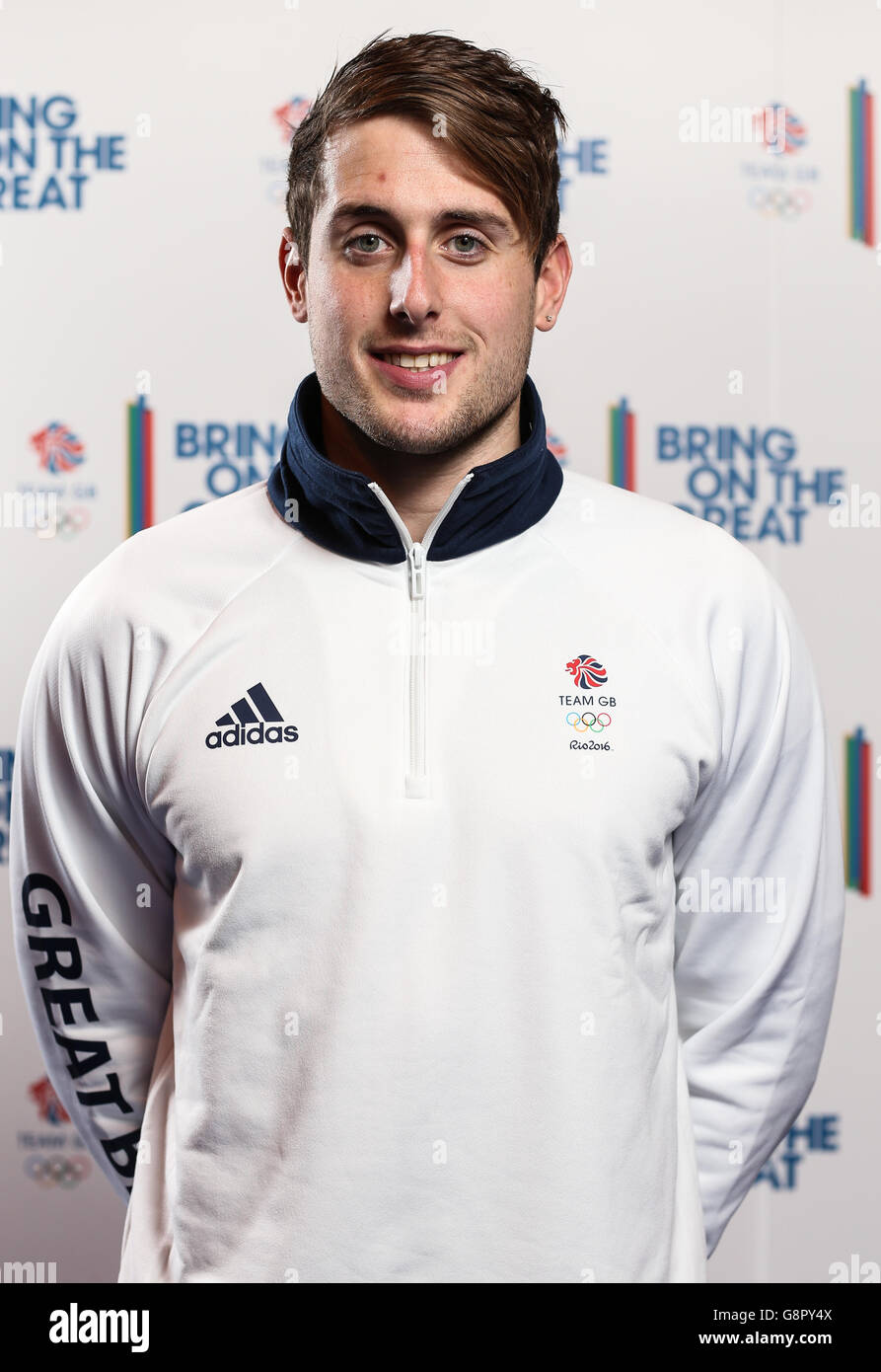 Team GB swimmer Chris WalkerHebborn during the kitting out session at