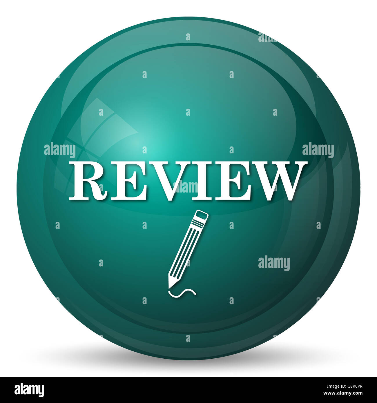 Review icon. Internet button on white background Stock Photo - Alamy