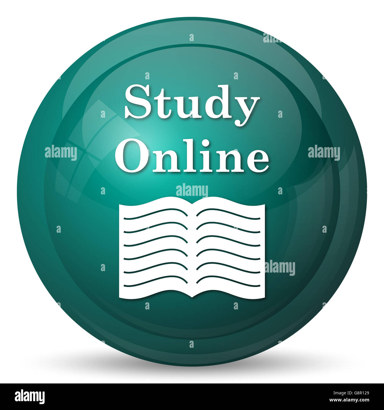 Study online icon. Internet button on white background Stock Photo - Alamy