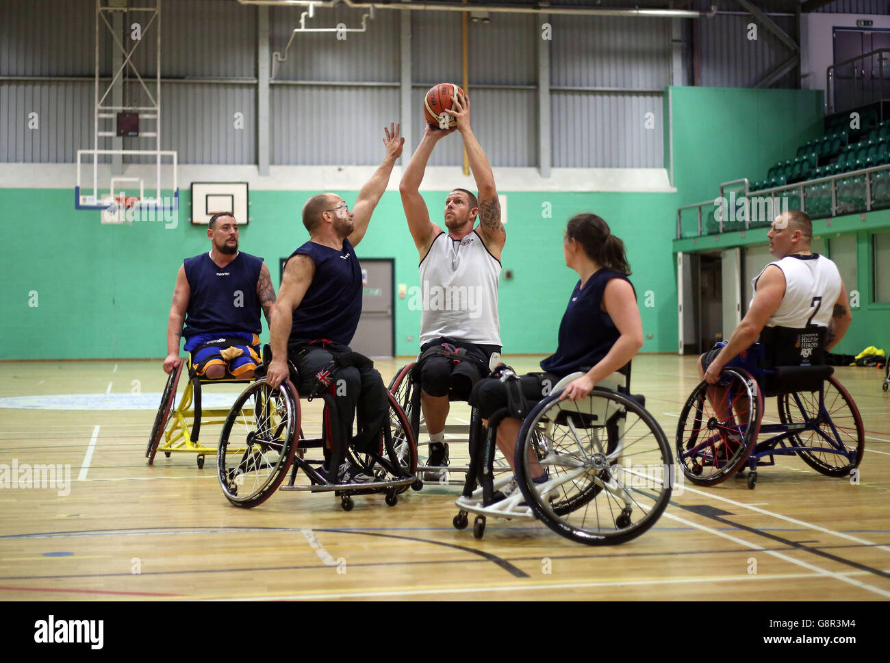 UK wheelchair basketball team training session Stock Photo Alamy