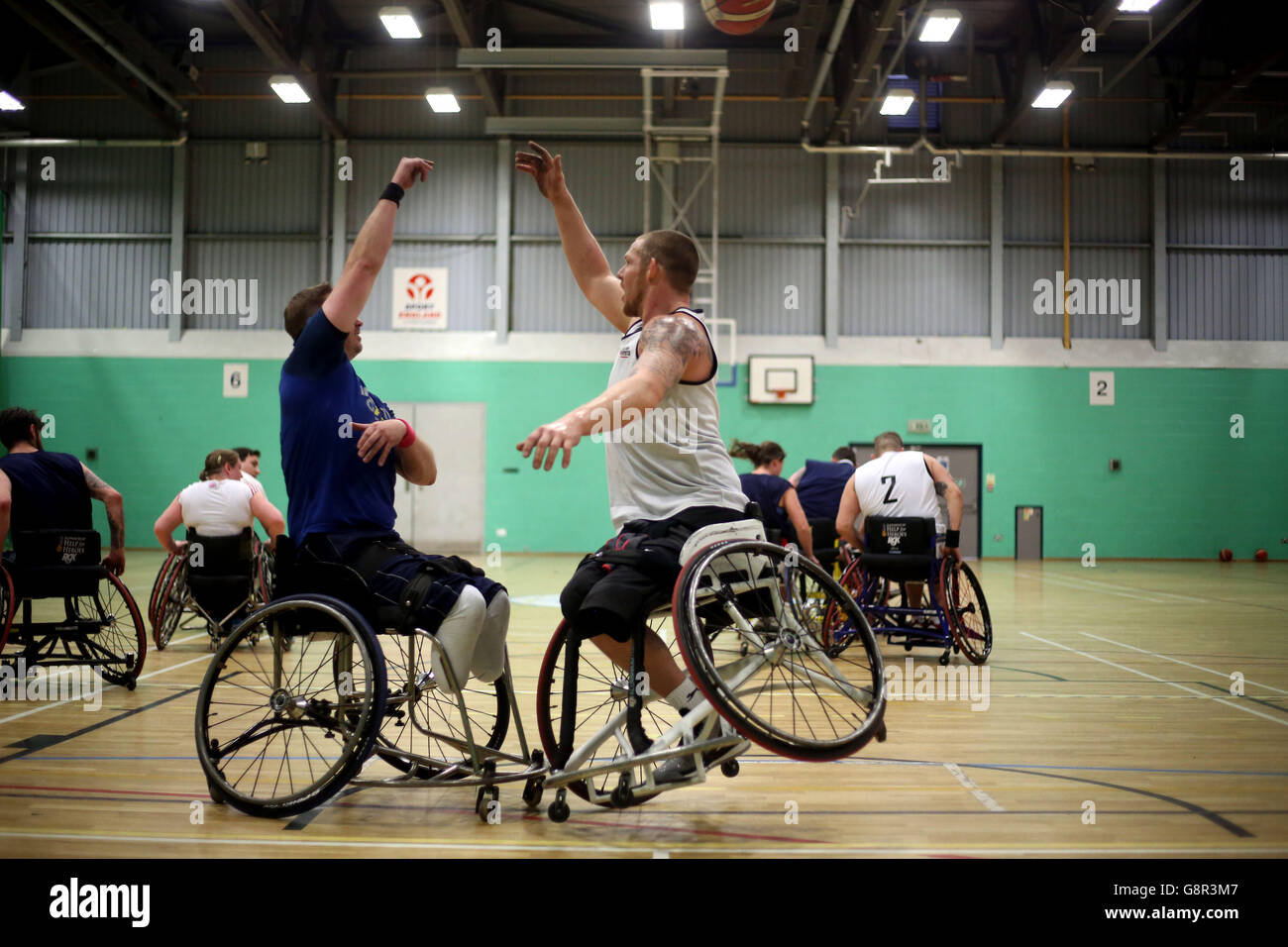 UK wheelchair basketball team training session Stock Photo Alamy