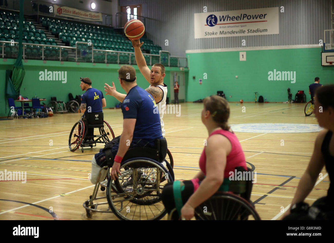 UK wheelchair basketball team training session Stock Photo Alamy