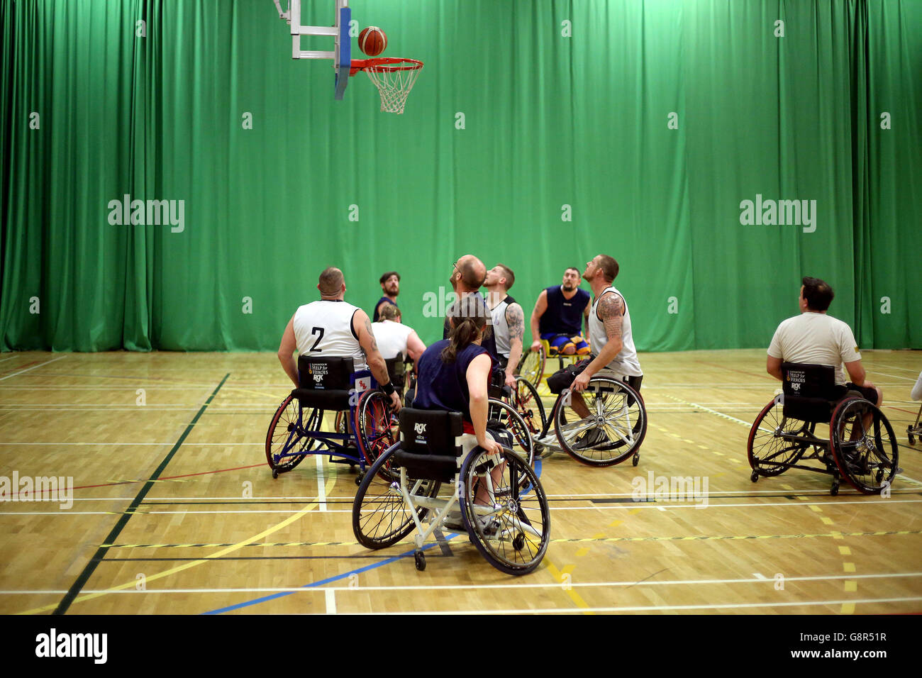 A training session for the wheelchair basketball team ahead of the Invictus Games in Orlando Stock Photo