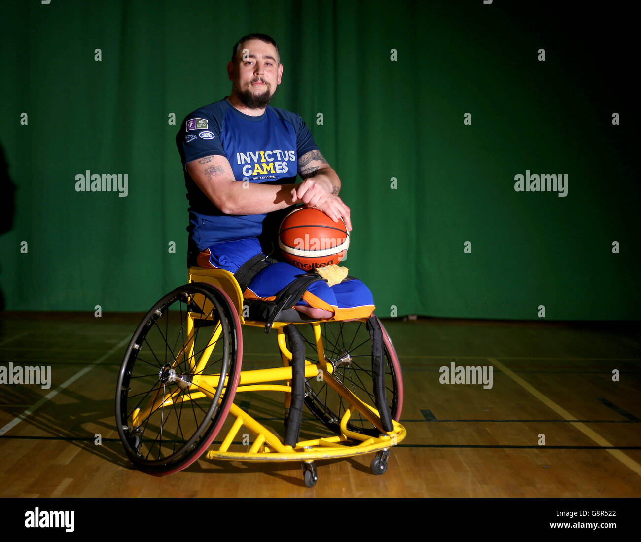 UK wheelchair basketball team training session. Craig Winspear from Hartlepool during a training session for the wheelchair basketball team ahead of the Invictus Games in Orlando Stock Photo
