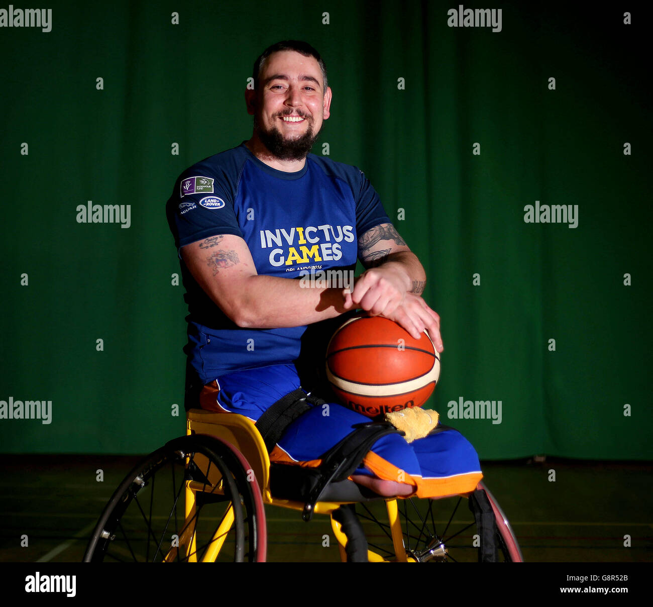 UK wheelchair basketball team training session. Craig Winspear from Hartlepool during a training session for the wheelchair basketball team ahead of the Invictus Games in Orlando Stock Photo