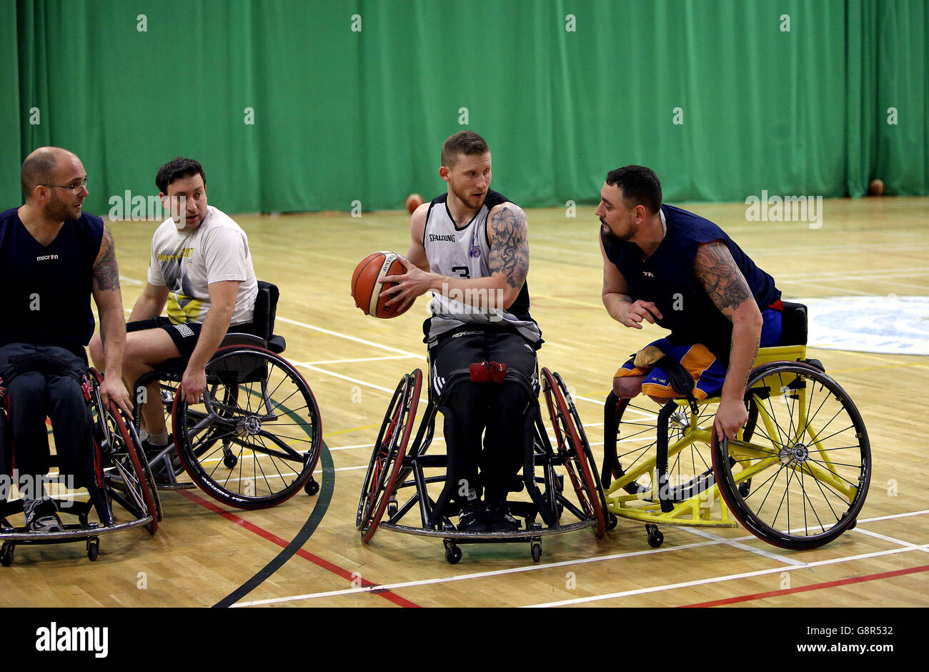 UK wheelchair basketball team training session. A training session for