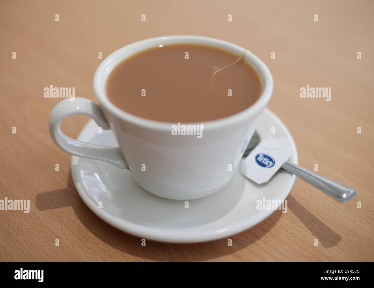 Tea Health Benefits Stock. A cup of tea in a cafe in London Stock Photo