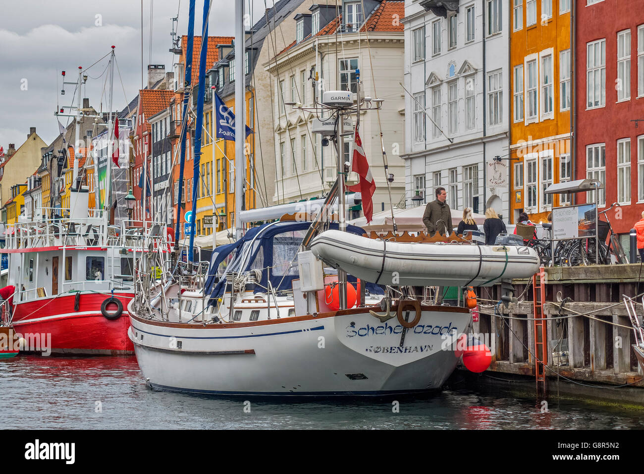 Boats in Nyhavn Canal Nyhavn Copenhagen Denmark Stock Photo