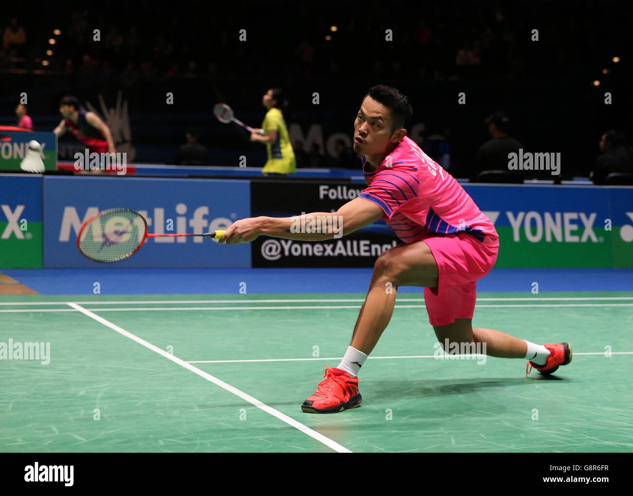 Chinas Dan Lin during his singles match on day two of the YONEX All England Open Badminton Championships at the Barclaycard Arena, Birmingham Stock Photo