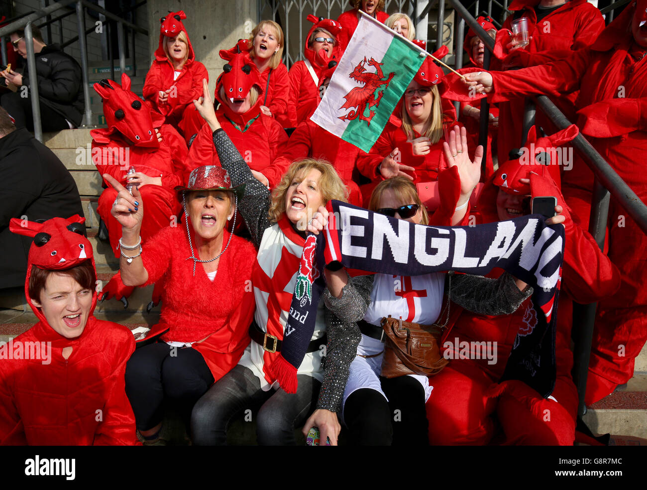 England and Wales fans outside Twickenham Stadium before the 2016 RBS ...