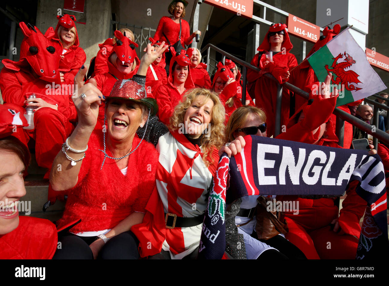England and Wales fans outside Twickenham Stadium before the 2016 RBS ...