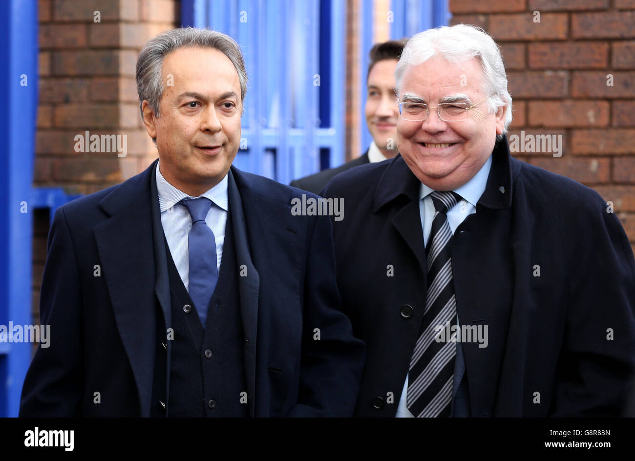 New Everton owner Farhad Moshiri (left) with Bill Kenwright (right) before the Emirates FA Cup, Quarter Final match at Goodison Park, Liverpool. Stock Photo