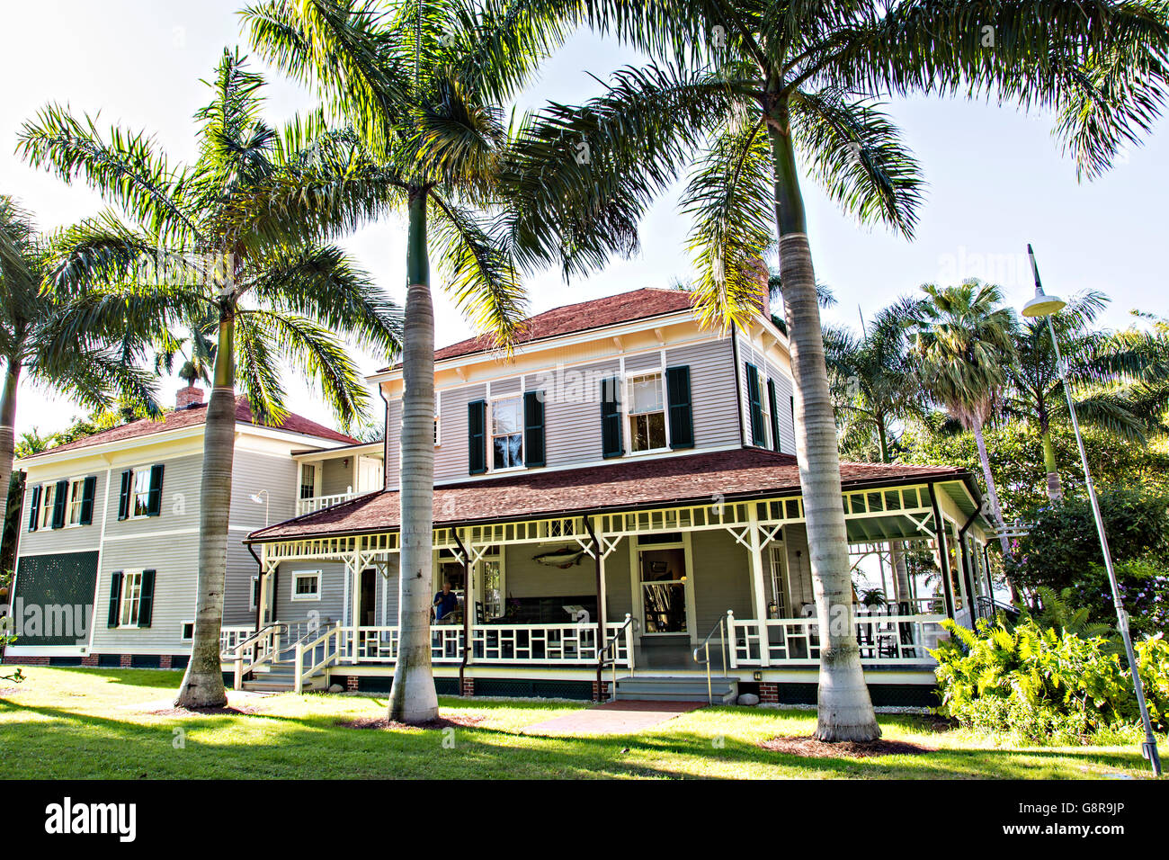 The winter home of Thomas Alva Edison beside the Caloosahatchee River in Fort Myers, Florida. Edison and Henry Ford build their winter estates on adjacent sites surrounded by a 21-acre botanical garden. Stock Photo