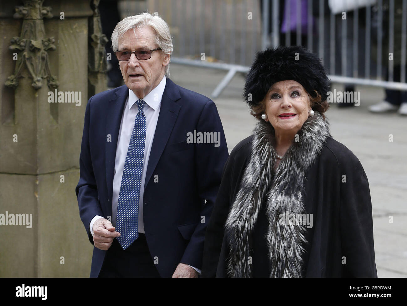 Cast members William Roache and Barbara Knox arrive at Manchester Cathedral  for the funeral of Coronation Street creator and writer Tony Warren Stock  Photo - Alamy